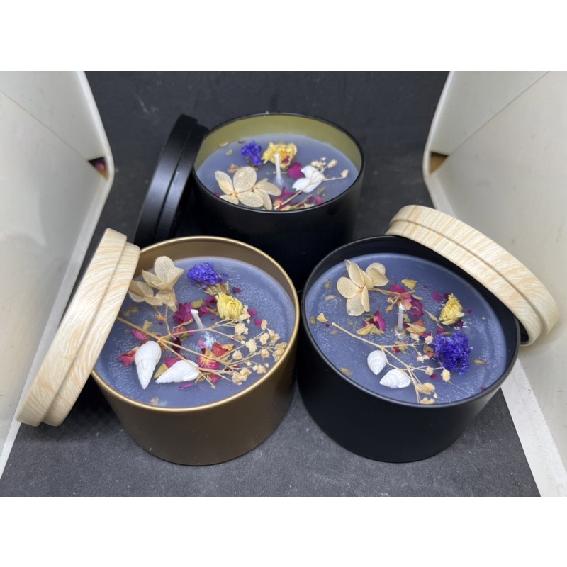 Nến thơm Nến Spell handmade đá thanh tẩy hộp thiếc trụ đứng