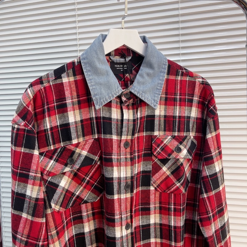 ⚡️[Mirror Quality] - Áo sơ mi Fear of God 6th Collection Plaid Oversized Heavy Flannel Shirt With Denim, áo flannel FOG