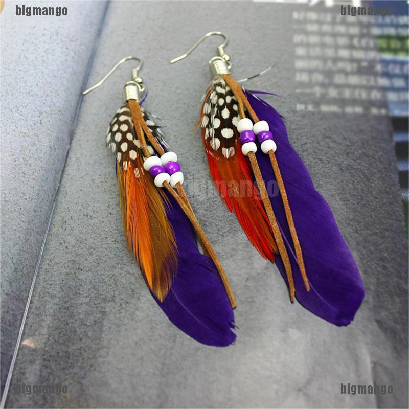 Bông tai lông vũ thời trang nhiều màu tùy chọn