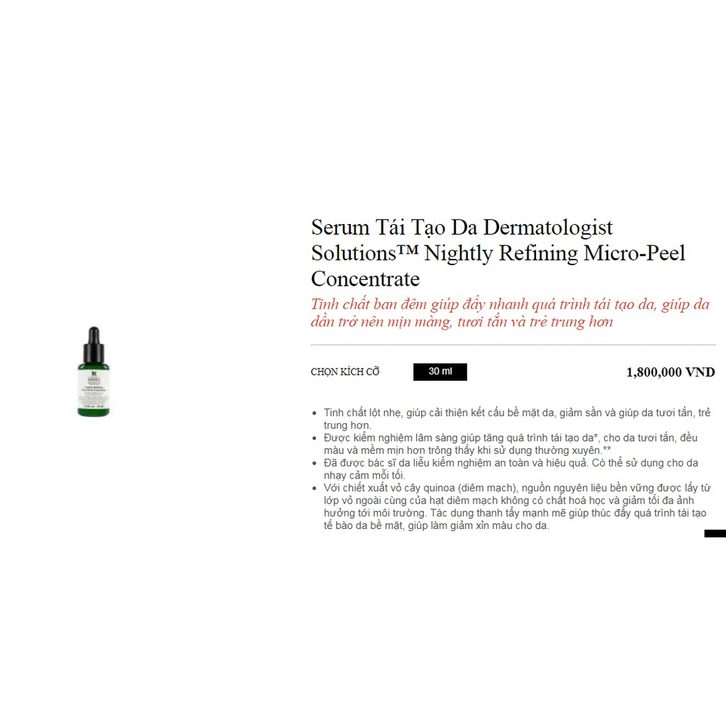 TINH CHẤT TRẺ HÓA THAY DA MỚI BAN ĐÊM KIEHLS NIGHTLY MICRO PEEL