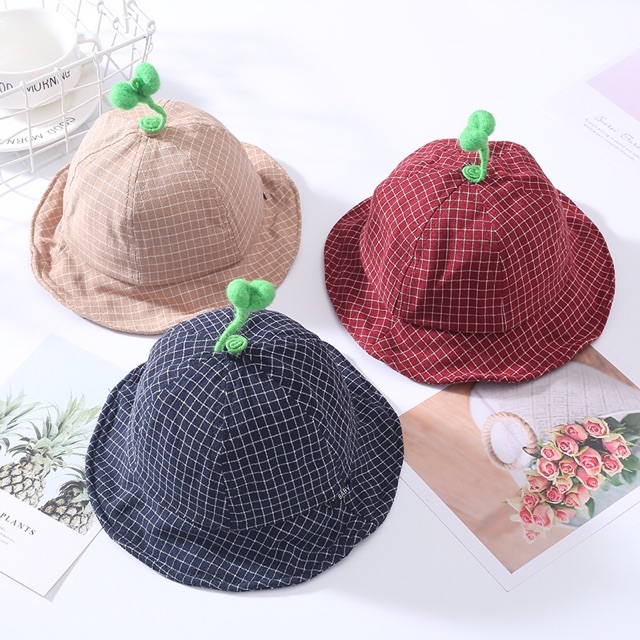 Mũ vành kẻ mầm cho bé từ 1-3 tuổi