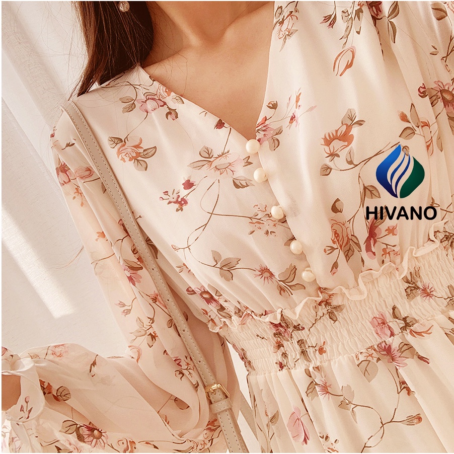 Váy hoa nhí babydoll thiết kế ulzzang body dáng dài cúc bọc , Đầm nữ vintage tay dài Hivano Fashion Week | BigBuy360 - bigbuy360.vn