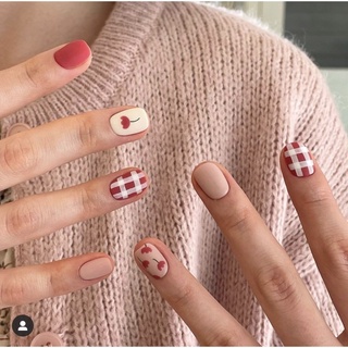 Nailbox - Nail thiết kế caro Hàn Quốc size theo số đo của khách