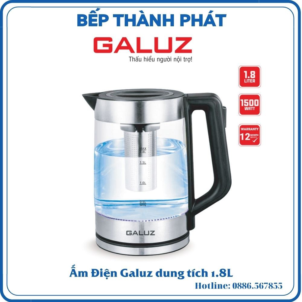 Ấm điện đun nước Galuz GK-01 dung tích 1.8L, NHẬP KHẨU TỪ PHÁP, BẢO HÀNH 18 THÁNG