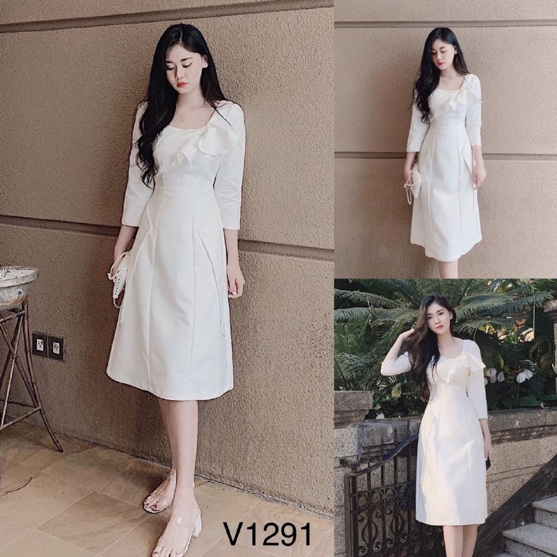 [ xả kho ] MiD Đầm kate Nhật trắng V1291 dáng suông Mie Design kèm ảnh thật