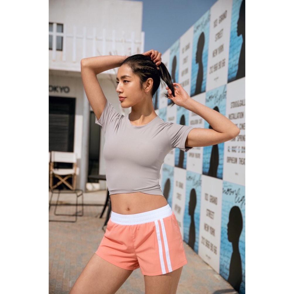 Áo Tập Gym Nữ [CROPTOP] Thun Gân Chéo Eo [ĐỒ TẬP GYM NỮ]