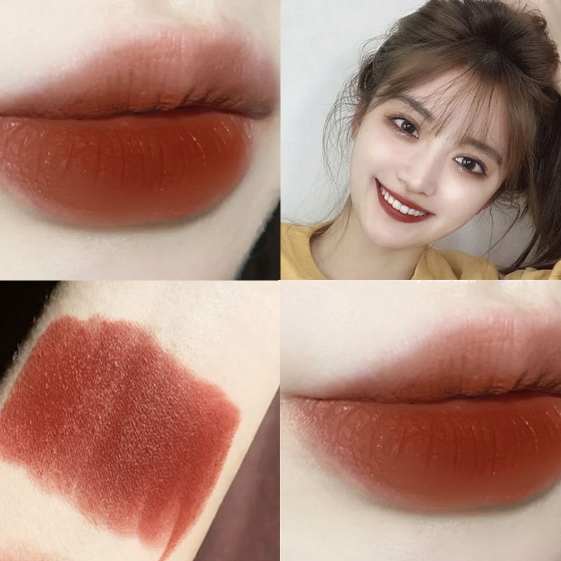 The same ice cube transparent lipstick matte matte spring and summer new color student model non-fading milk tea color orange brown