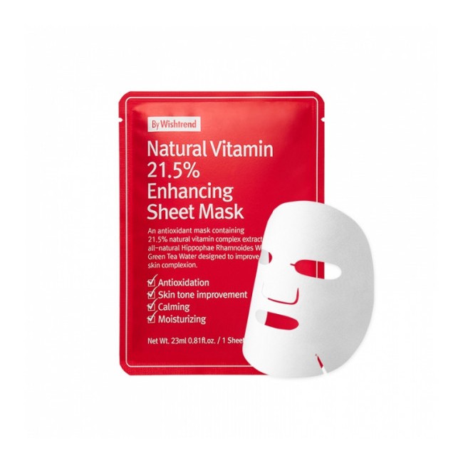 Mặt Nạ By Wishtrend Vitamin 21.5 Làm Sáng Da 23ml  Natural Vitamin 21.5 Enhancing Sheet Mask