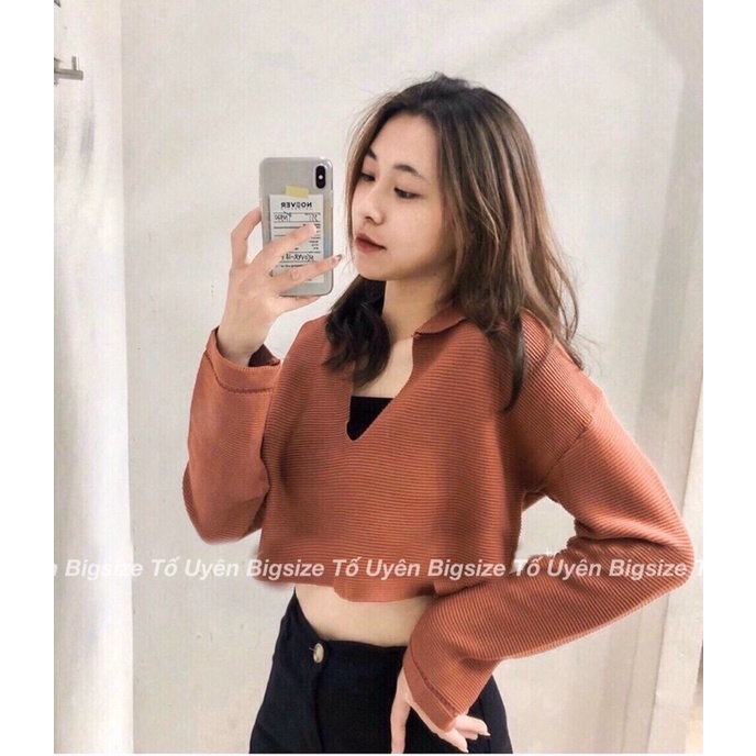 (T.U Bigsize 50-75kg) Áo Croptop Trơn Dài Tay Hàng QCCC | BigBuy360 - bigbuy360.vn