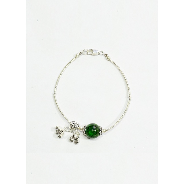 Vòng Tay Nữ charm bạc mix phong thủy thiên nhiên TUDO260 có kiểm định - Vòng tay nữ cao cấp xanh lá cho mệnh Mộc Hỏa