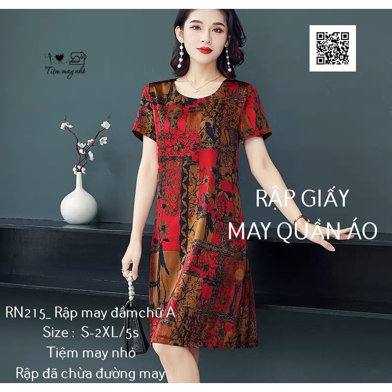 RN215_rập giấy may đầm suông nữ