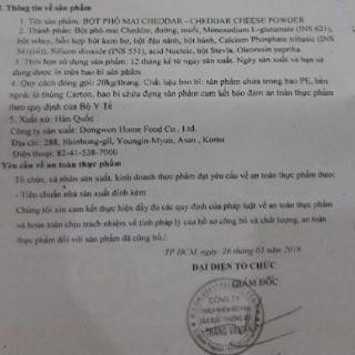 500gr BỘT PHO MAI HÀN QUỐC CHEDDAR CHEESE POWDER