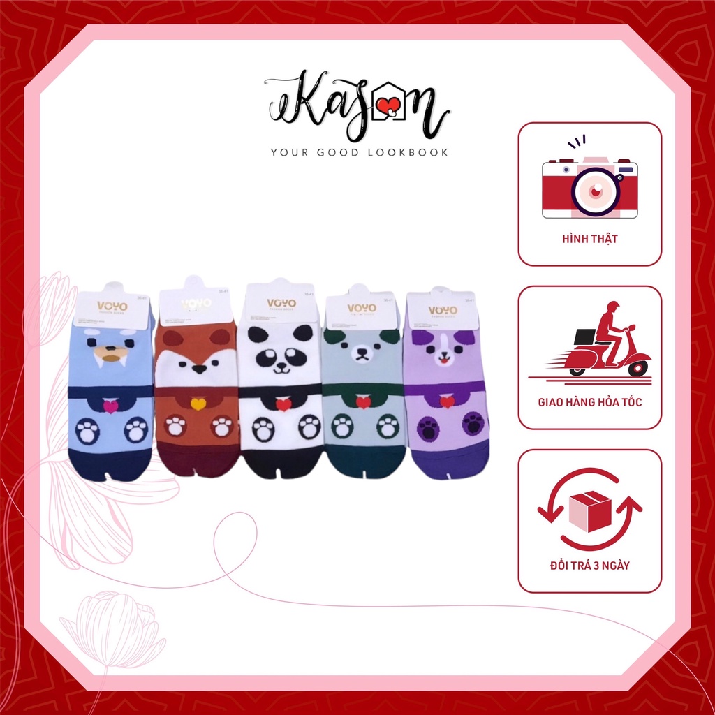 Set 5 Đôi Vớ Cổ Ngắn Họa Tiết Nhà Gấu VoYo