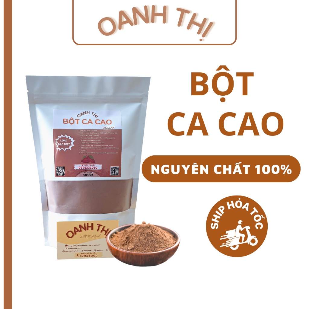 Bột ca cao nguyên chất 100% - OANH THỊ - Loại Đặc Biệt - ĐakLak - 500GR