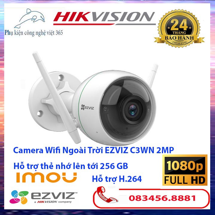 Camera Ngoài Trời C3WN EZVIZ 1080P HÀNG CHÍNH HÃNG (BH 24TH) + Thẻ nhớ