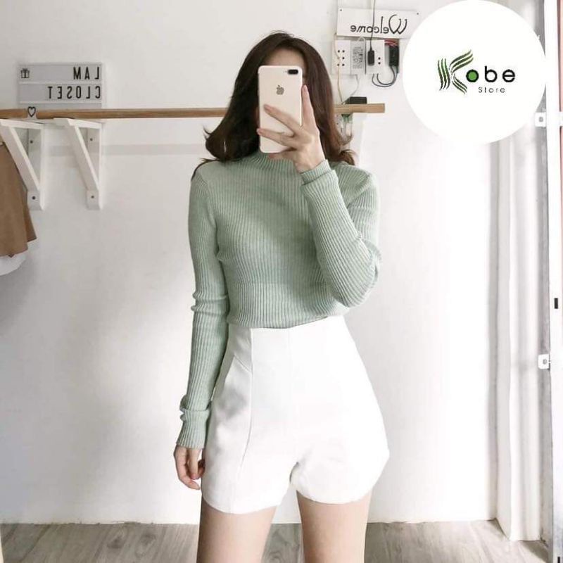 quần short đùi nữ cạp cao chất tuyết mưa
