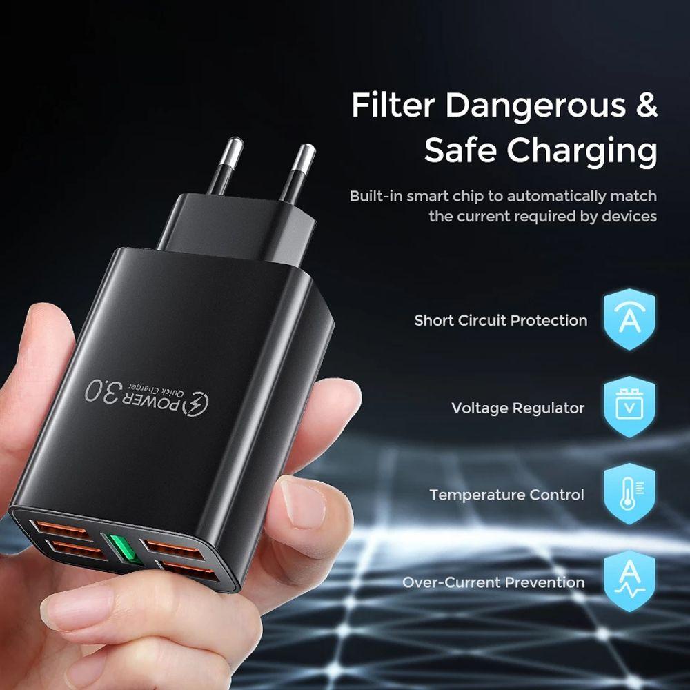 Bộ Sạc Nhanh 5 Cổng USB Thiết Kế Nhỏ Gọn Tiện Dụng Cho Điện Thoại Di Động