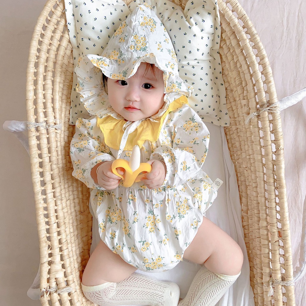 Bộ Quần Yếm In Hoa Xinh Xắn Cho Bé Gái