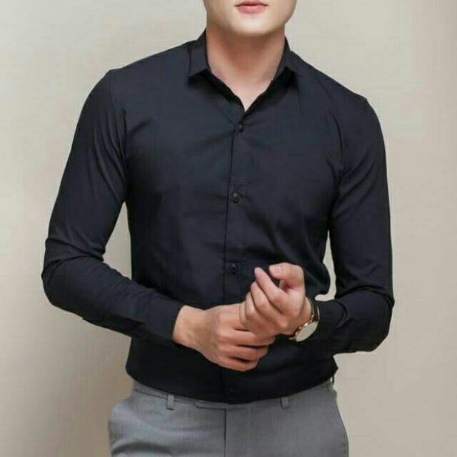 [Freeship từ 99k] áo sơ mi nam đen dài tay phom ôm body Hàn Quốc