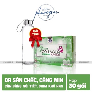 [ Tặng Kèm Bình Thuỷ Tinh ] Diệp Lục Collagen - Green Collagen Powder ( Hộp 30 gói )