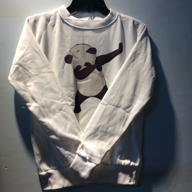 Áo sweater unisex in nỉ bông (35-68kg). gấu panda múa tay