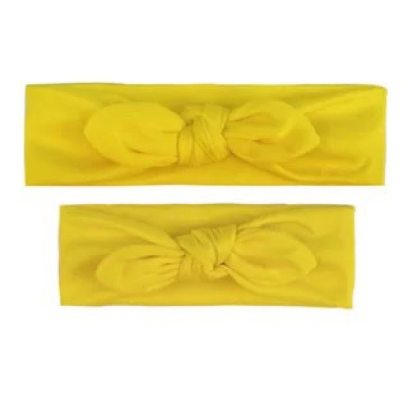 turban băng đô cặp đôi cho mẹ và bé dạng vòng có nơ màu trơn ms12293