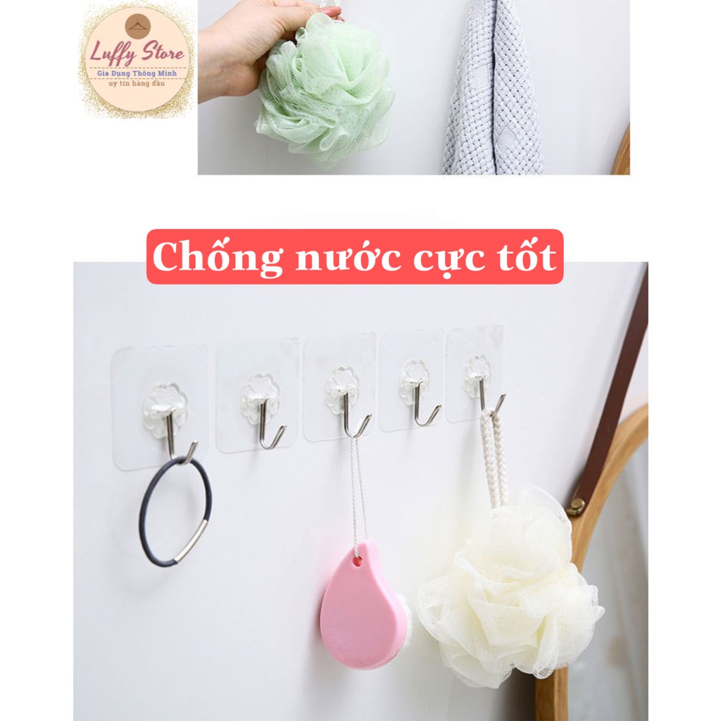 Móc Dán Tường Siêu Dính Trong Suốt Chịu Lực Tốt Treo Tường Chắc Chắn (6x6 cm) Tiện Dụng