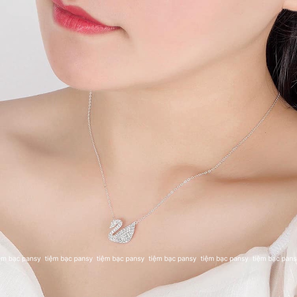 Dây chuyền bạc nữ PANSY mặt thiên nga nạm đá duyên dáng - Vòng cổ bạc đẹp cao cấp