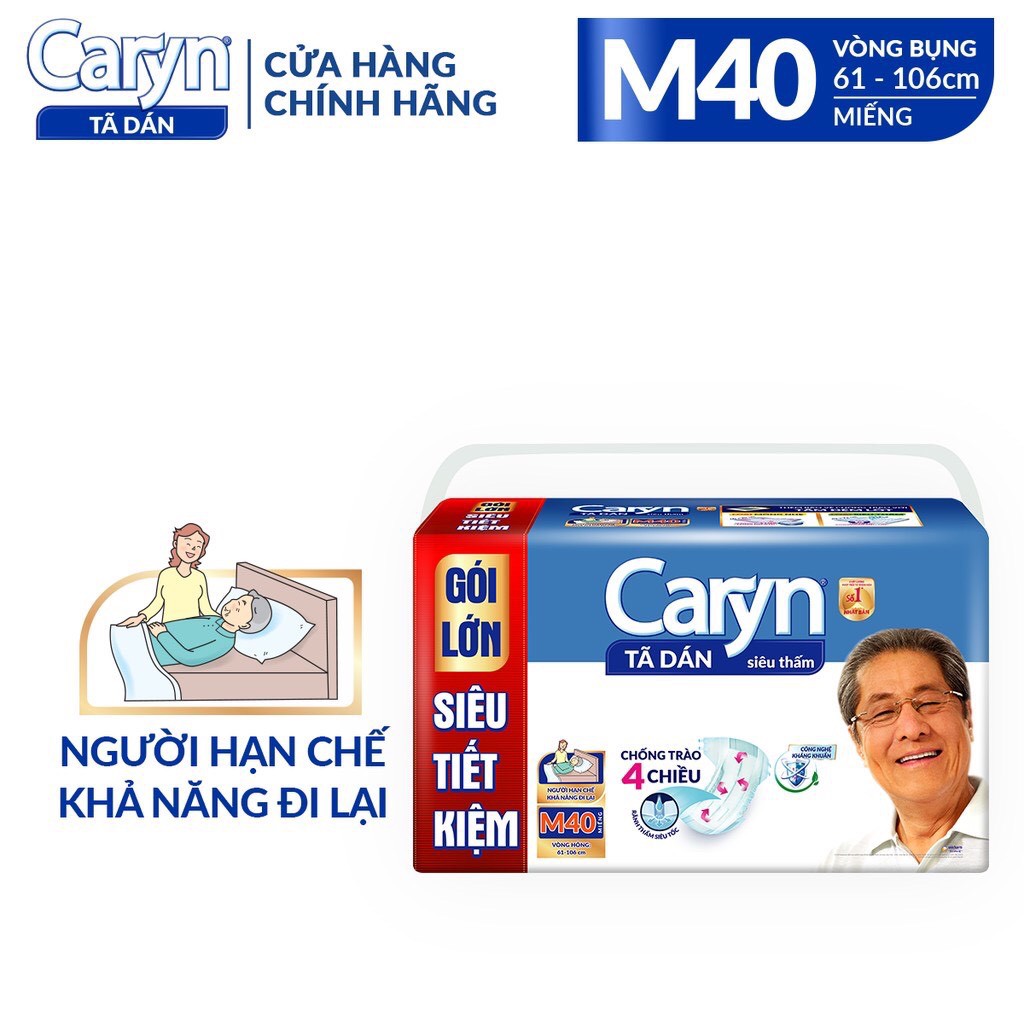 Tã dán CARYN size M dành cho người lớn 1 miếng, Bỉm dán cho mẹ sau sinh chống trào 4 chiều