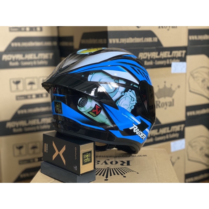 MŨ FULLFACE 2 KÍNH TEM RAIDER CHÍNH HÃNG ROYAL ,KÈM TÚI ĐỰNG VÀ BH 12 tháng