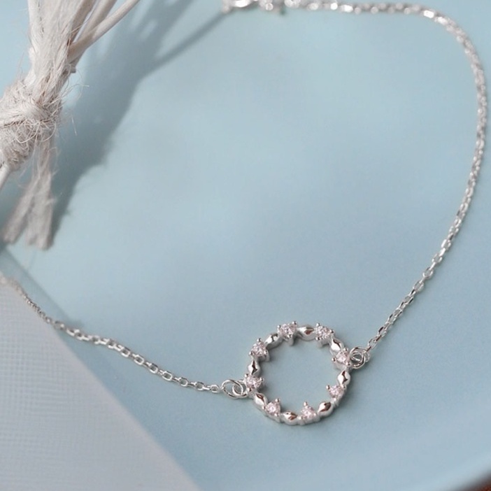 Lắc Tay Phong Cách Hàn Quốc Mặt Tròn Sao Thổ Mảnh Mai Thanh Lịch Bạc Ý S925 - L2660 Bảo Ngọc Jewelry