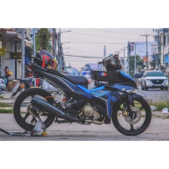 Tem trùm Exciter 150 yamaha  đen kẻ xanh dương - Độ dán team trùm decal xe máy - Team trùm ex decal rẻ đẹp và chất đen
