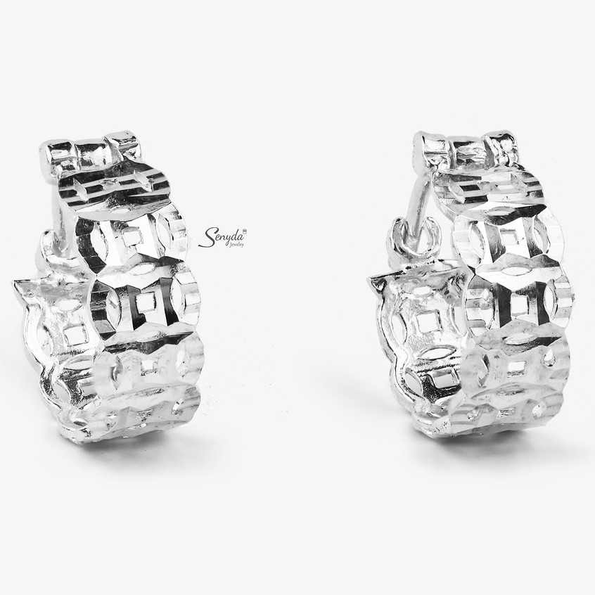 Bông tai nữ trang sức BẠC 925 SENYDA đồng tiền khoen BT079