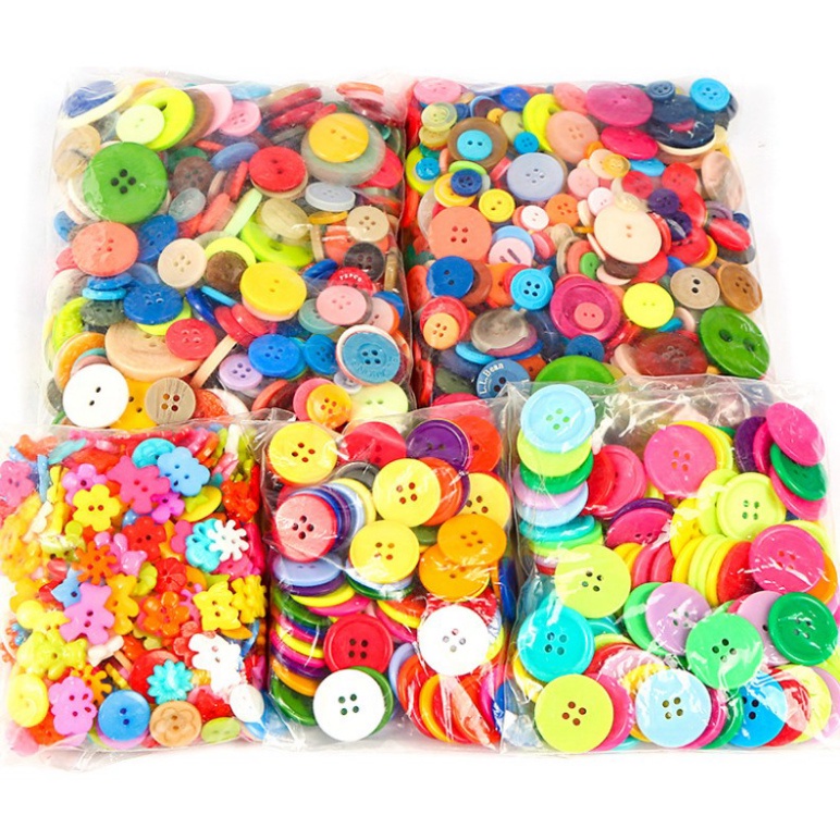Nút nhựa tròn nhiều màu trang trí thủ công đa dụng (1314NTT)