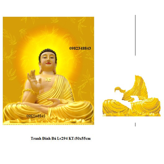 Tranh đính đá phật tổ KT:50x55cm. Tranh gắn đá chưa gắn.