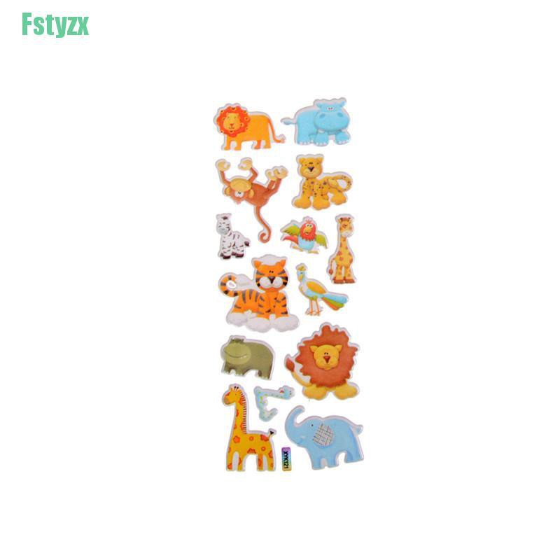 fstyzx Kids Toys Cartoon Cute Animals Zoo 3D Stickers Children Girls Boys PVC Stickers