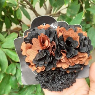 Kẹp tóc đính hoa có lưới chụp tóc