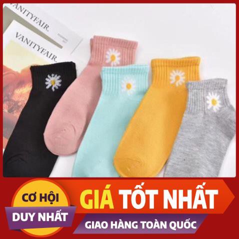 Mua 4 tặng 1- Tất cổ ngắn hoa cúc tặng kèm túi đựng- 10 vớ hoa cúc cổ ngắn cute