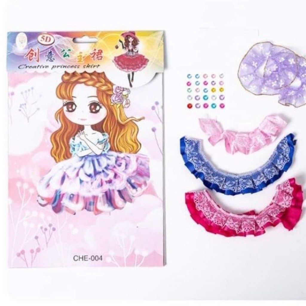 Tranh Dán Váy Công Chúa Kèm hạt Cườm Đính Váy Nhiều mẫu cho bé