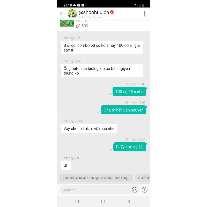 combo khách đặt a