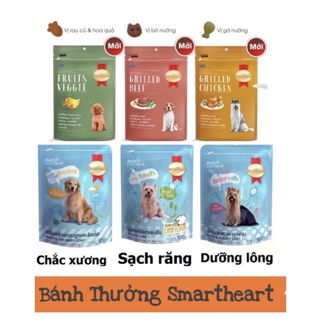 Bánh Thưởng Cho Chó SmartHeart Giúp Đẹp Lông, Chắc Xương, Sạch Răng - Xiuxiu Giang