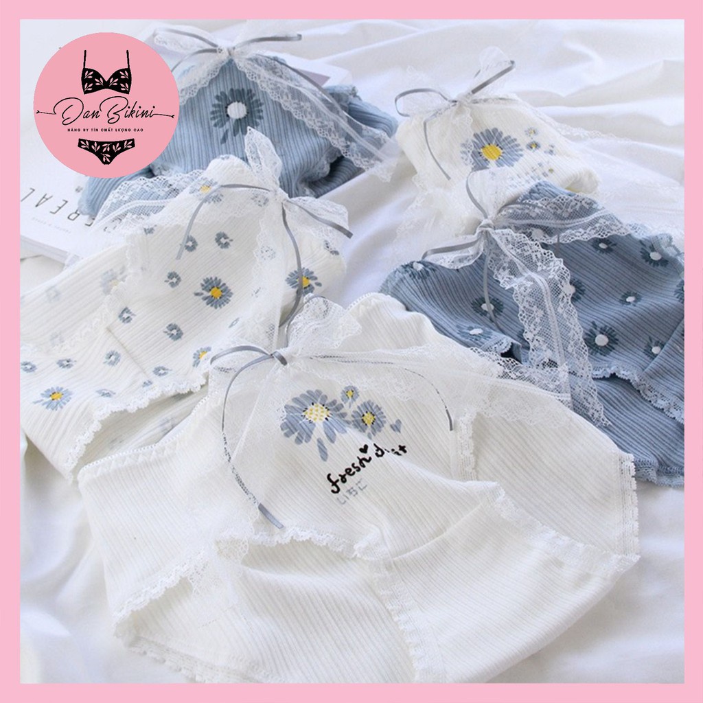 Quần Lót Nữ gân tăm hình hoa cúc kháng khuẩn chống viêm tôn dáng mã 0127