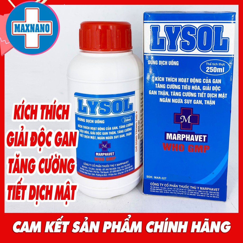 [CHÍNH HÃNG] LYSOL 250ml hỗ trợ giải đ.ộc gan thận, bồi bổ cơ thể, chống đ.ộc tố nấm mốc trên gà, vịt, ngan, cút