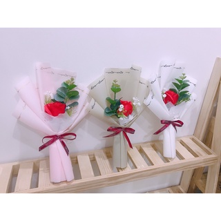 Combo 5 bông hoa hồng sáp 1 bông mix lá táo