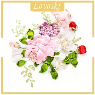 [Lovoskimy] Bộ dụng cụ thêu ruy băng Tranh hoa DIY Tem thêu chữ thập 01