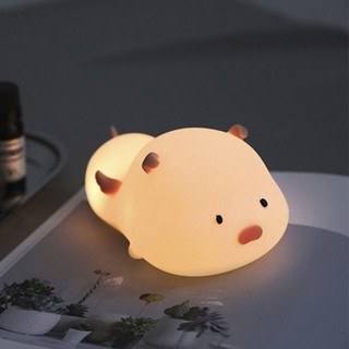 Đèn ngủ silicon mini hình heo con thiên sứ