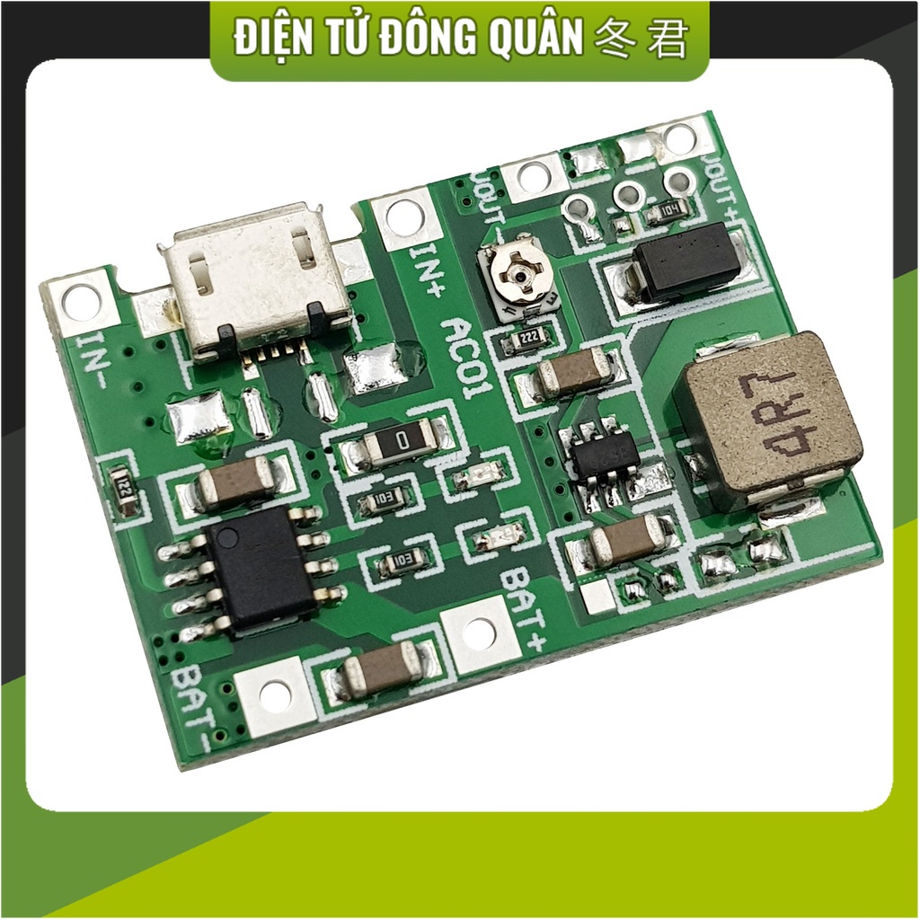 Mạch sạc pin 18650 1S tích hợp tăng áp 27V