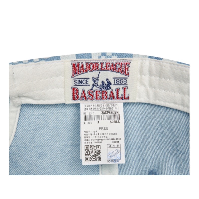 Mũ MLB denim checkerboard xanh nhạt