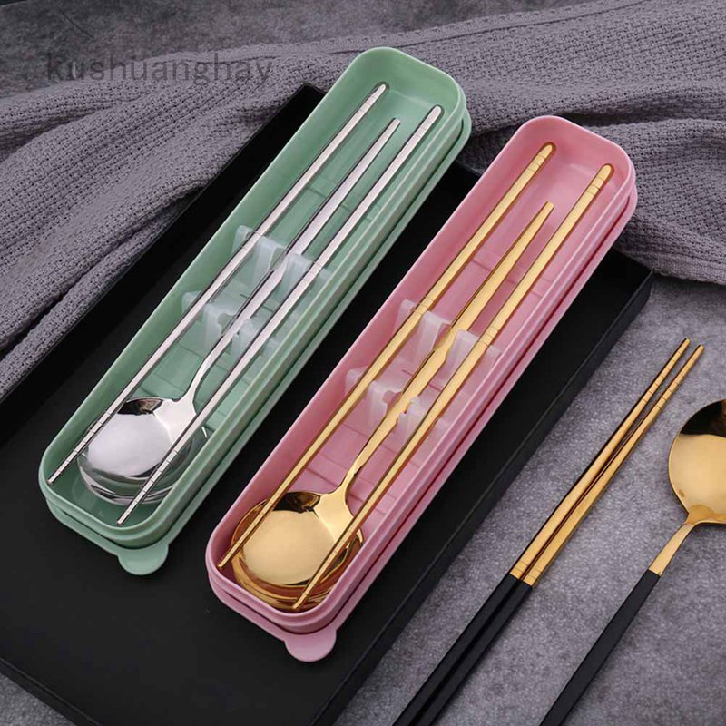 Bộ Dụng Cụ Ăn Uống Bằng Thép Không Gỉ Kèm Hộp Đựng Tiện Dụng | BigBuy360 - bigbuy360.vn