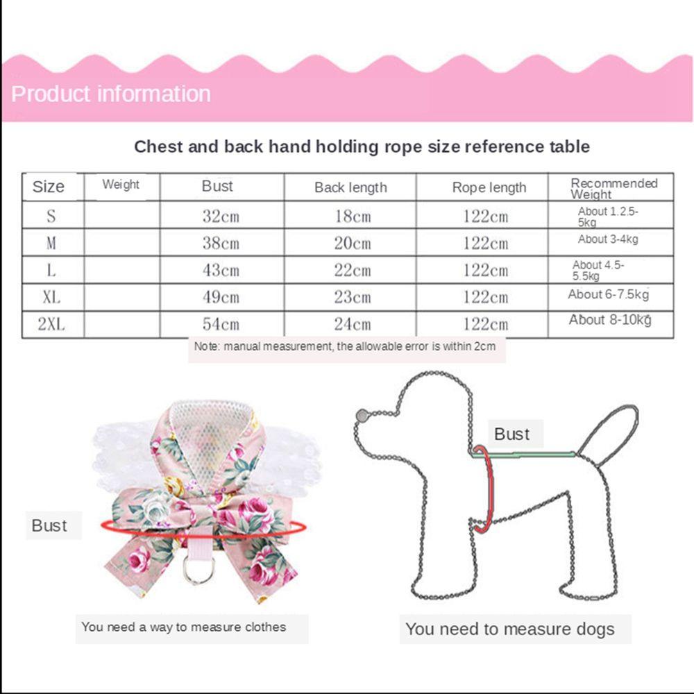 [COD] Dây Dắt Thú Cưng Đi Dạo Thiết Kế Thoáng Khí Đính Nơ Xinh Xắn